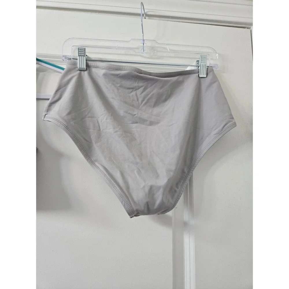 SKIMS Swim Grey Scoop Neck Bikini Top and High Waisted Bottoms Set Medium